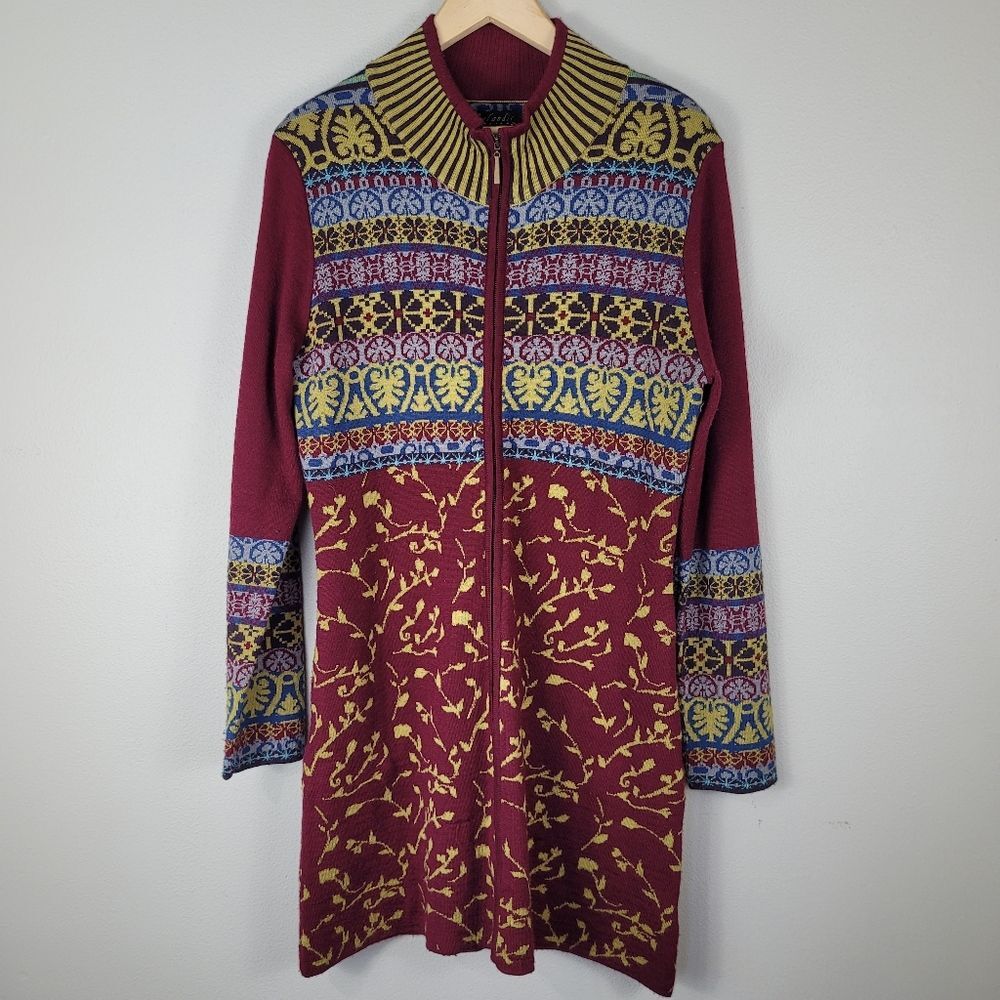 Womens Icelandic Full Zip Cardigan Sweater-Sz L